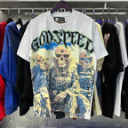 Godspeed T-shirts Skull Marines Printed Cotton Casual Short Sleeves Men and Women