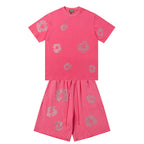 Denim Tears T-shirt & Shorts 2 Piece Set Rhinestones