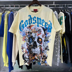 Godspeed T-shirts Skull Rose Printed Cotton Casual Short Sleeve Men and Women