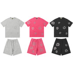 Denim Tears T-shirt & Shorts 2 Piece Set Rhinestones