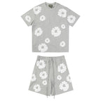 Denim Tears Outfit:T-shirt/Shorts (Separate Purchase Options) Puff Print Short Sleeve T-shirt Loose Couple Shorts Suit