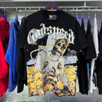 Godspeed T-shirts Skull Bee Sunflower Print Cotton Short Sleeve Men and Women